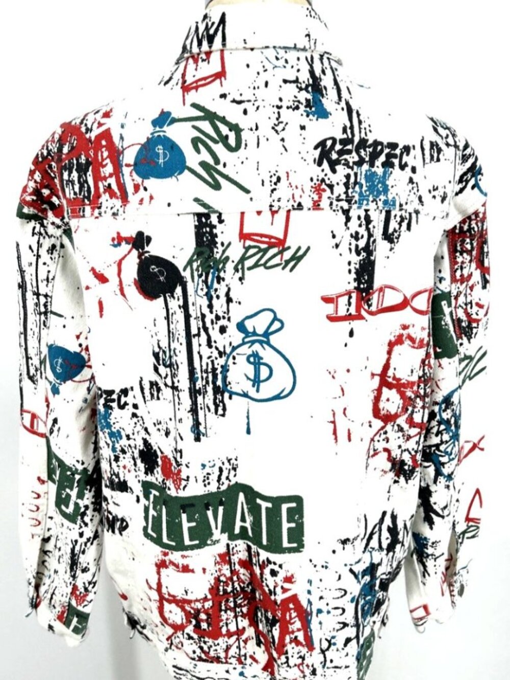 Manfinity Graffiti Jacket Mens Sz M Metal Buttons 100% Cotton Streetwear - Picture 6 of 8